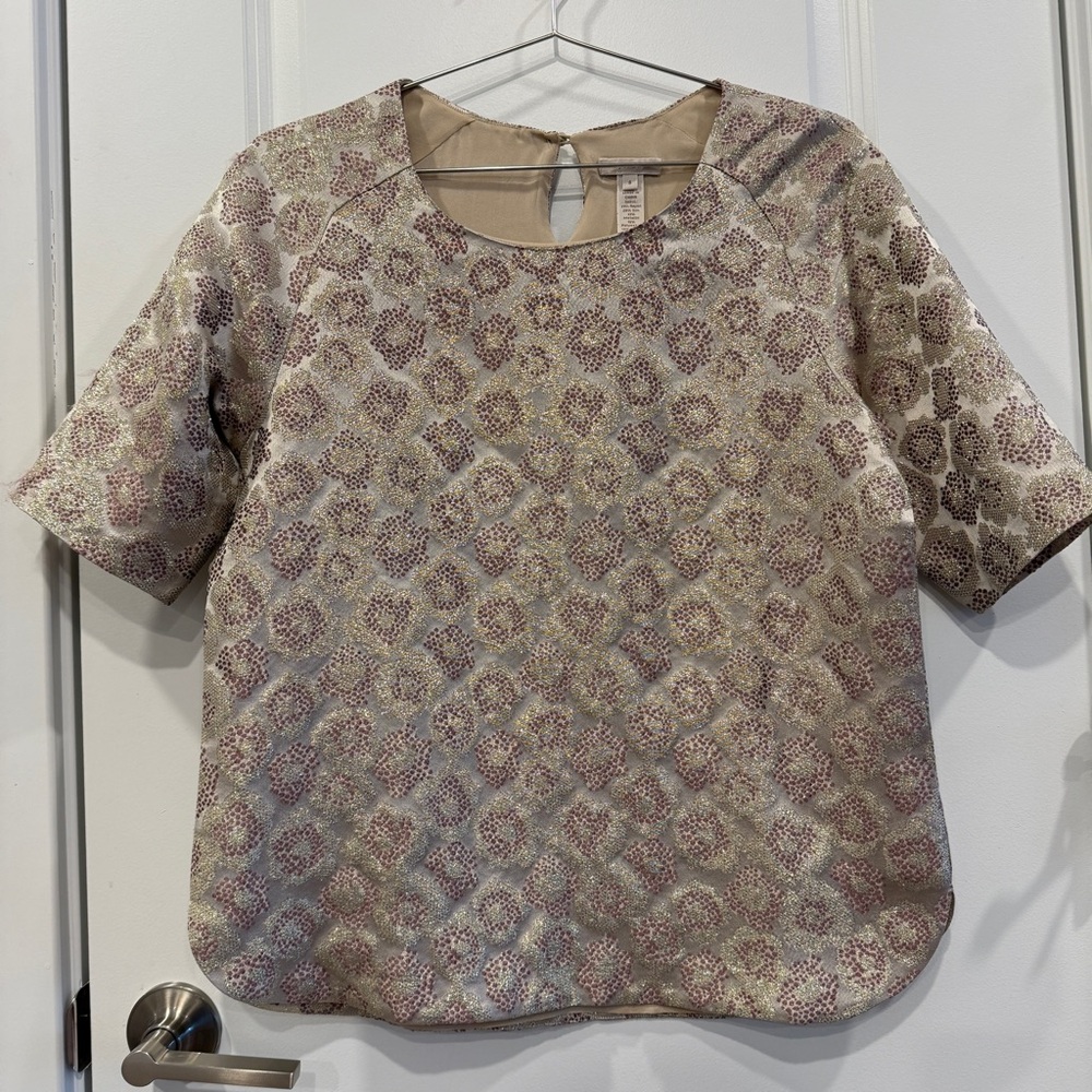 J. Crew Vintage Gold Brocade Top